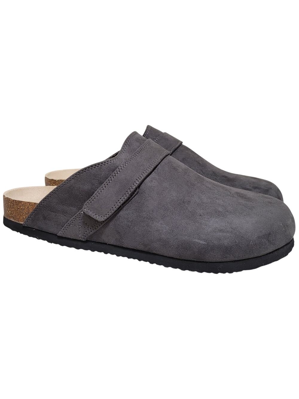 Sun + Stone Men Kade Slip On Footbed Clogs Size US 8.5M Grey Faux Suede
